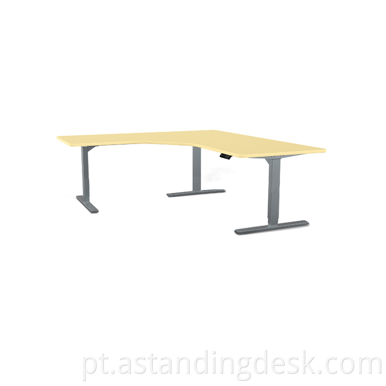 Boa qualidade e preço de 3 pernas L Shape Office Sit to Stand canto Altura de mesa ajustável